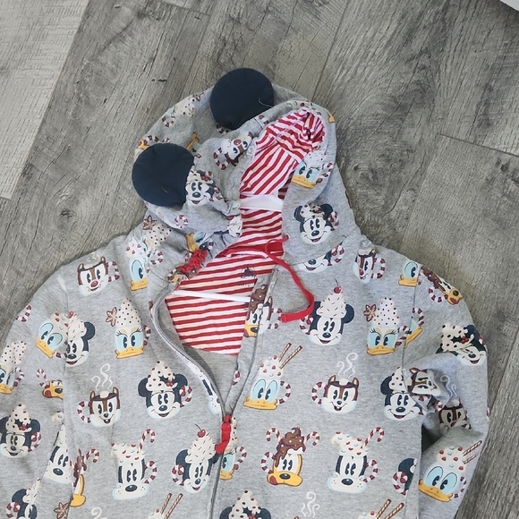 Disney Gray and Red Striped Onesie With Charcters - Picture 3 of 3